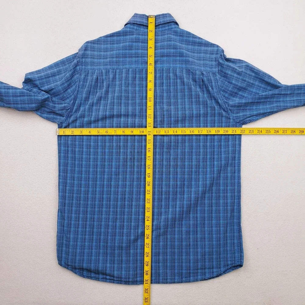 North Face Shirt Mens Medium Blue Black Plaid Long Sleeve Button Up Pocket